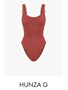 Hunza G X RHW Women’s One-Piece Swimsuit in Metallic Rosewood. OFA